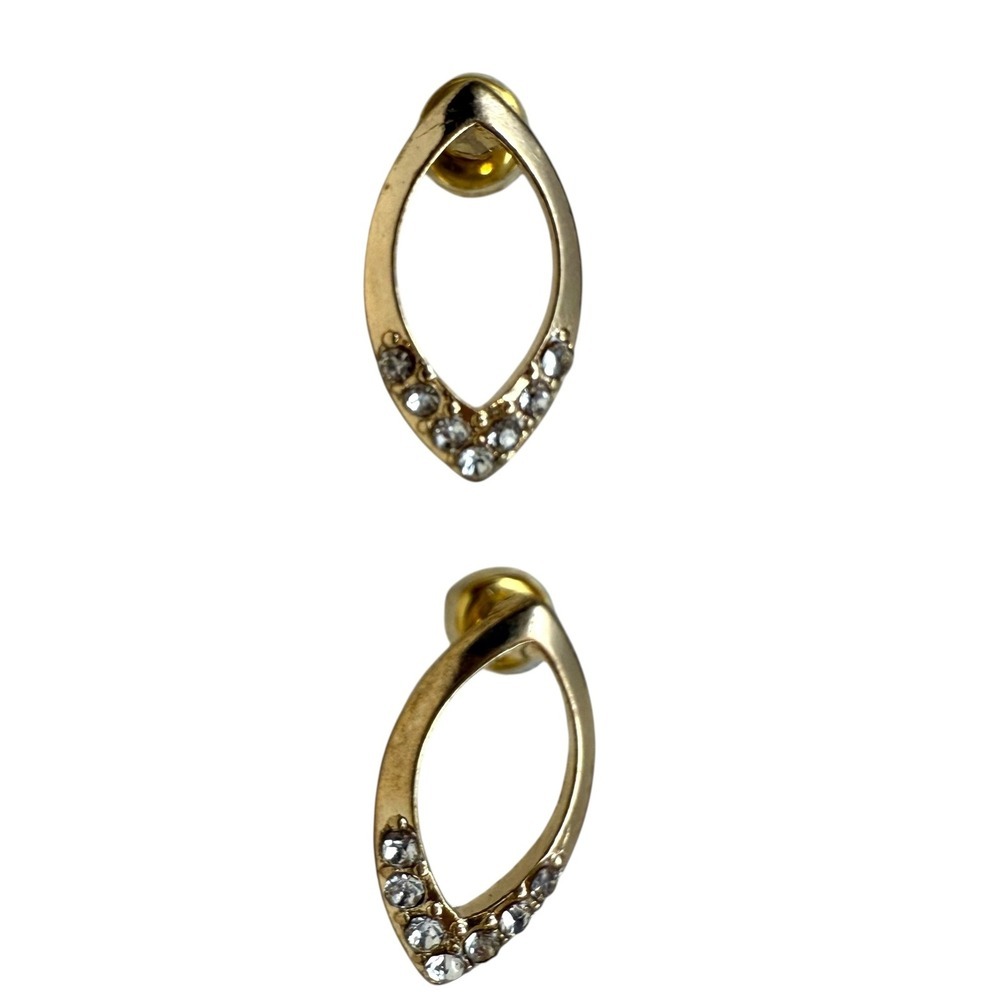Brass 14K Gold Plated Dangle Drop Earrings Rhinestone Accent Fashion Jewelry